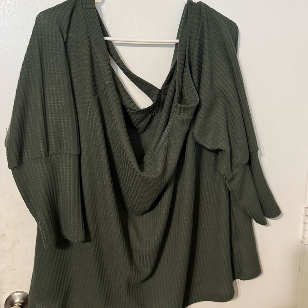 SHEIN Dark Green Drape Blouse